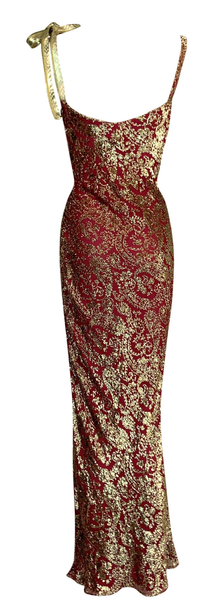 dior gold chain dress S/S 2001 Christian John Galliano Red and Zipper High Slit Gown at 1stDibs 1stdibs dior vintage