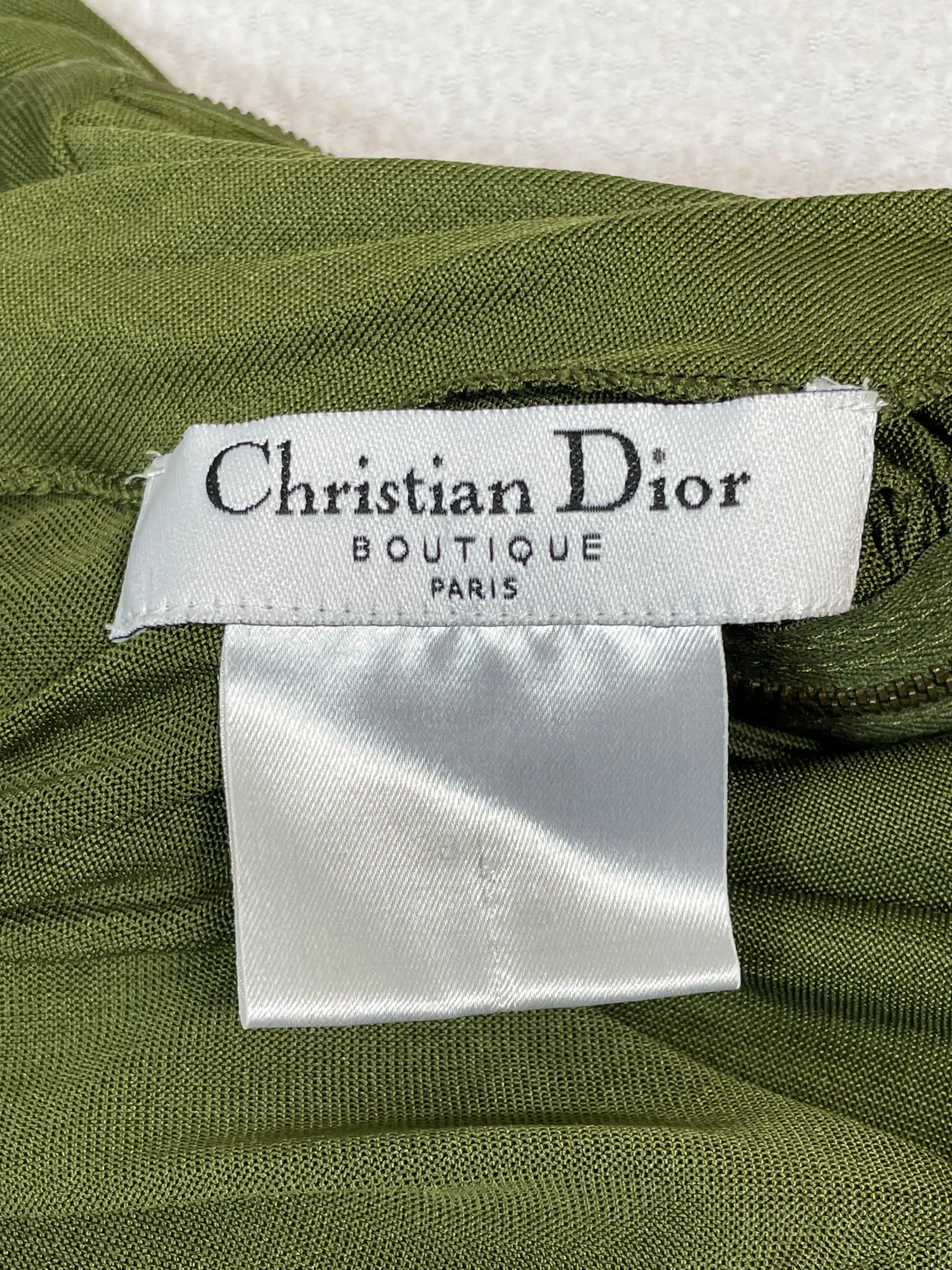 Women's S/S 2002 Christian Dior John Galliano Runway Green High Slit Maxi Dress