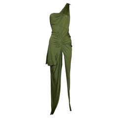 S/S 2002 Christian Dior John Galliano Runway Green High Slit Maxi Dress