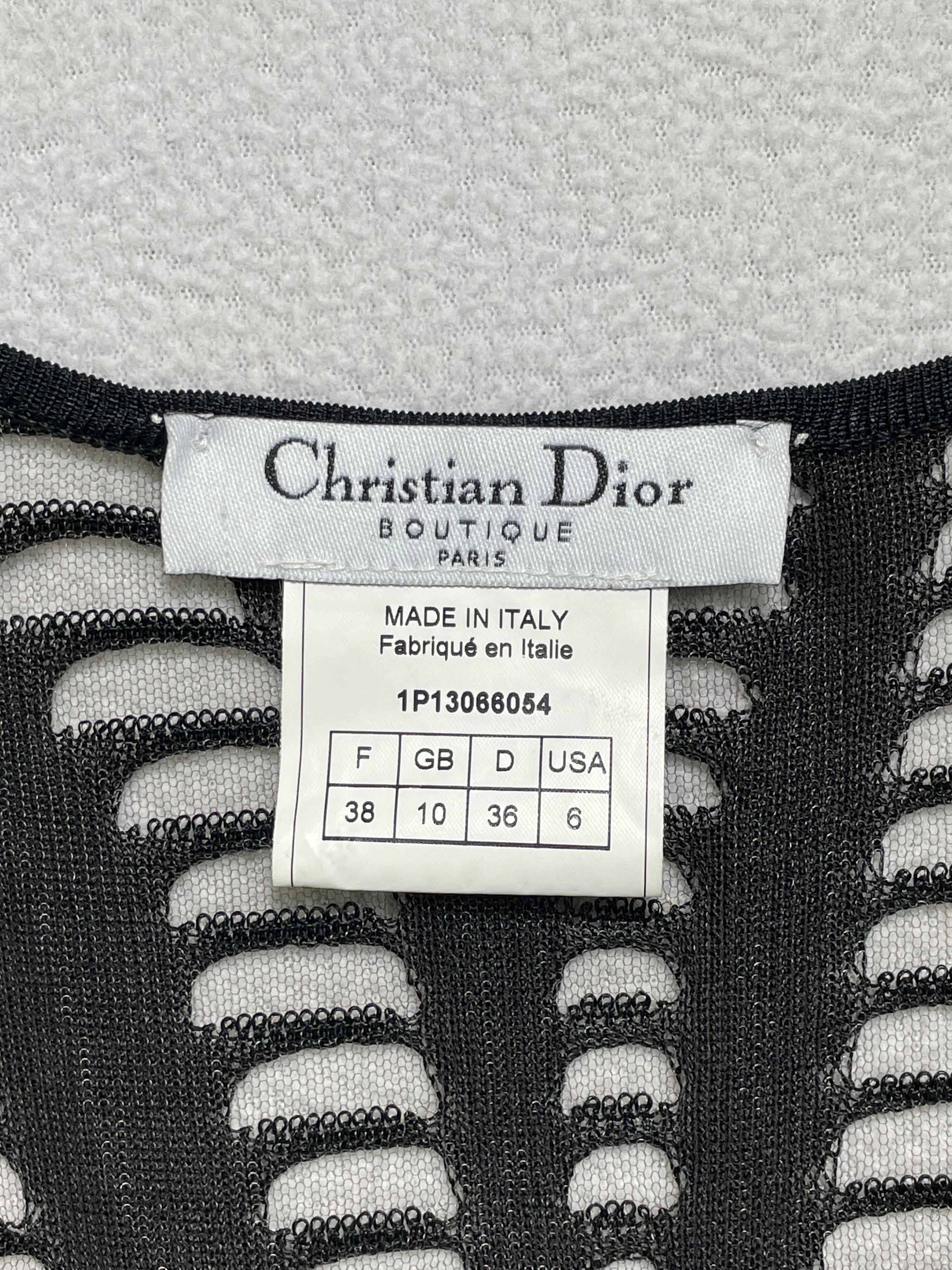 S/S 2001 Christian Dior John Galliano Sheer Black Slashed Bodycon Dress In Good Condition In Yukon, OK