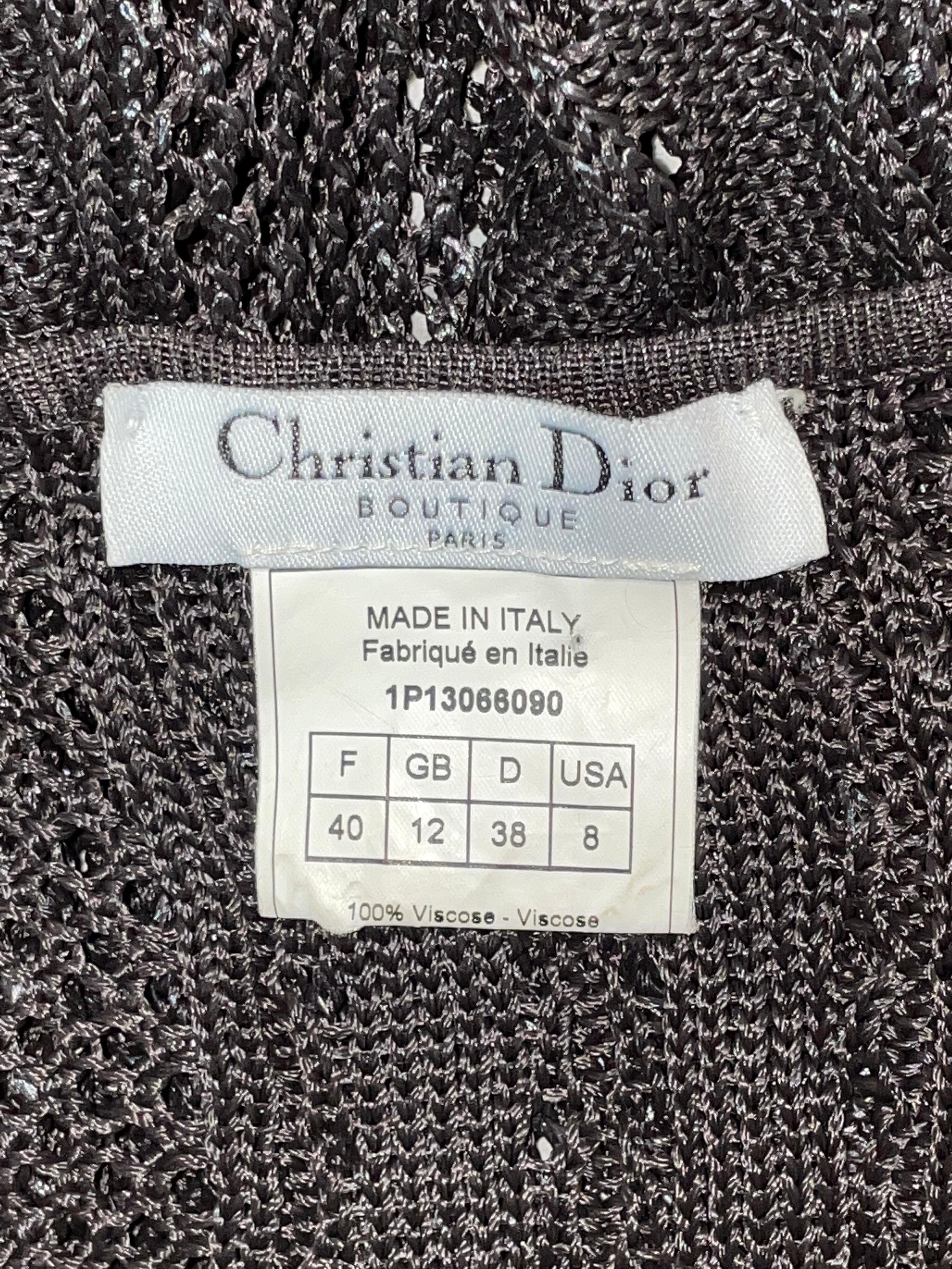 Black S/S 2001 Christian Dior John Galliano Shiny Brown Sheer Knit Bodycon Dress