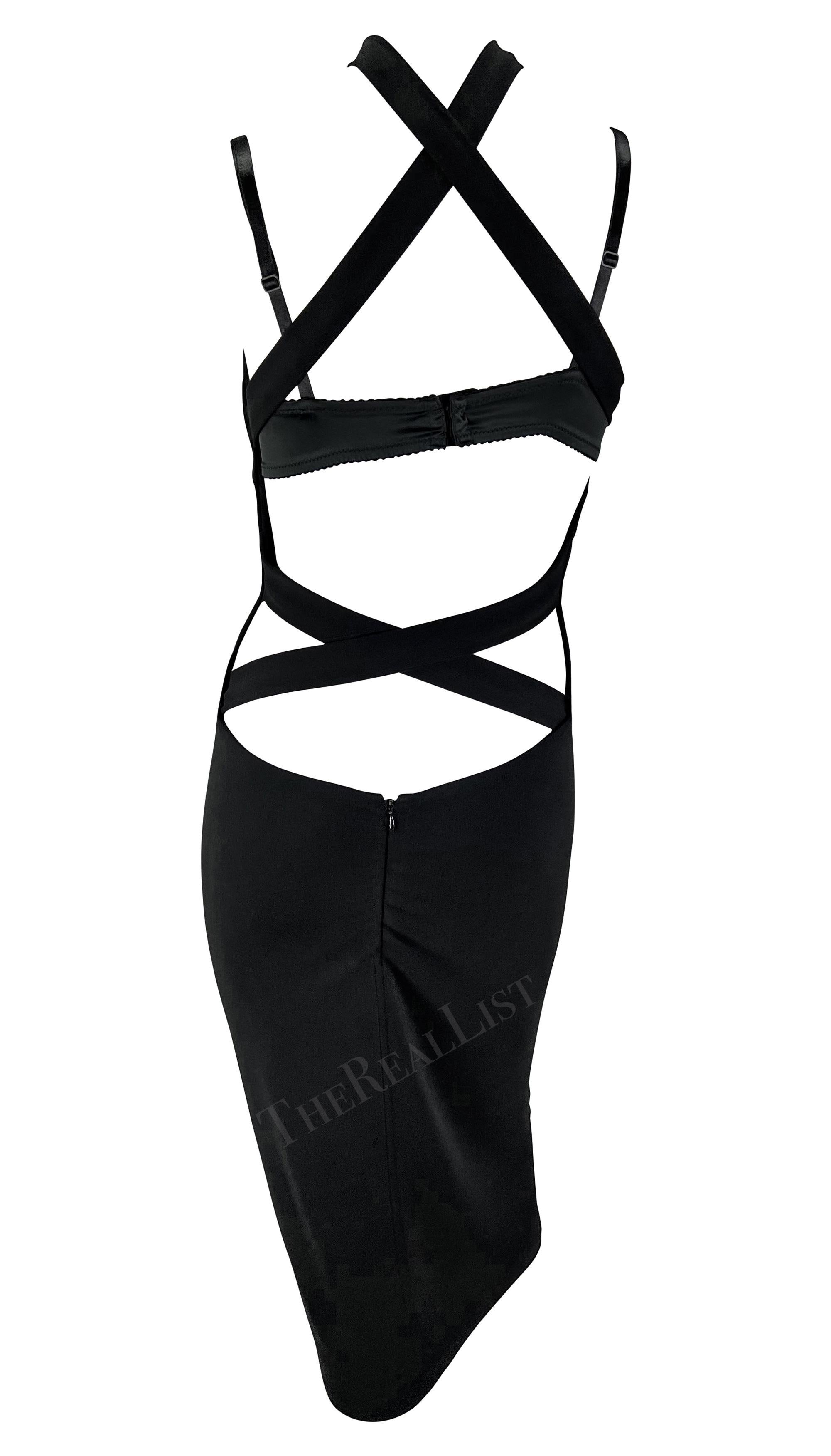 S/S 2001 Dolce & Gabbana Black Bodycon Strap Backless Runway Dress For Sale 8
