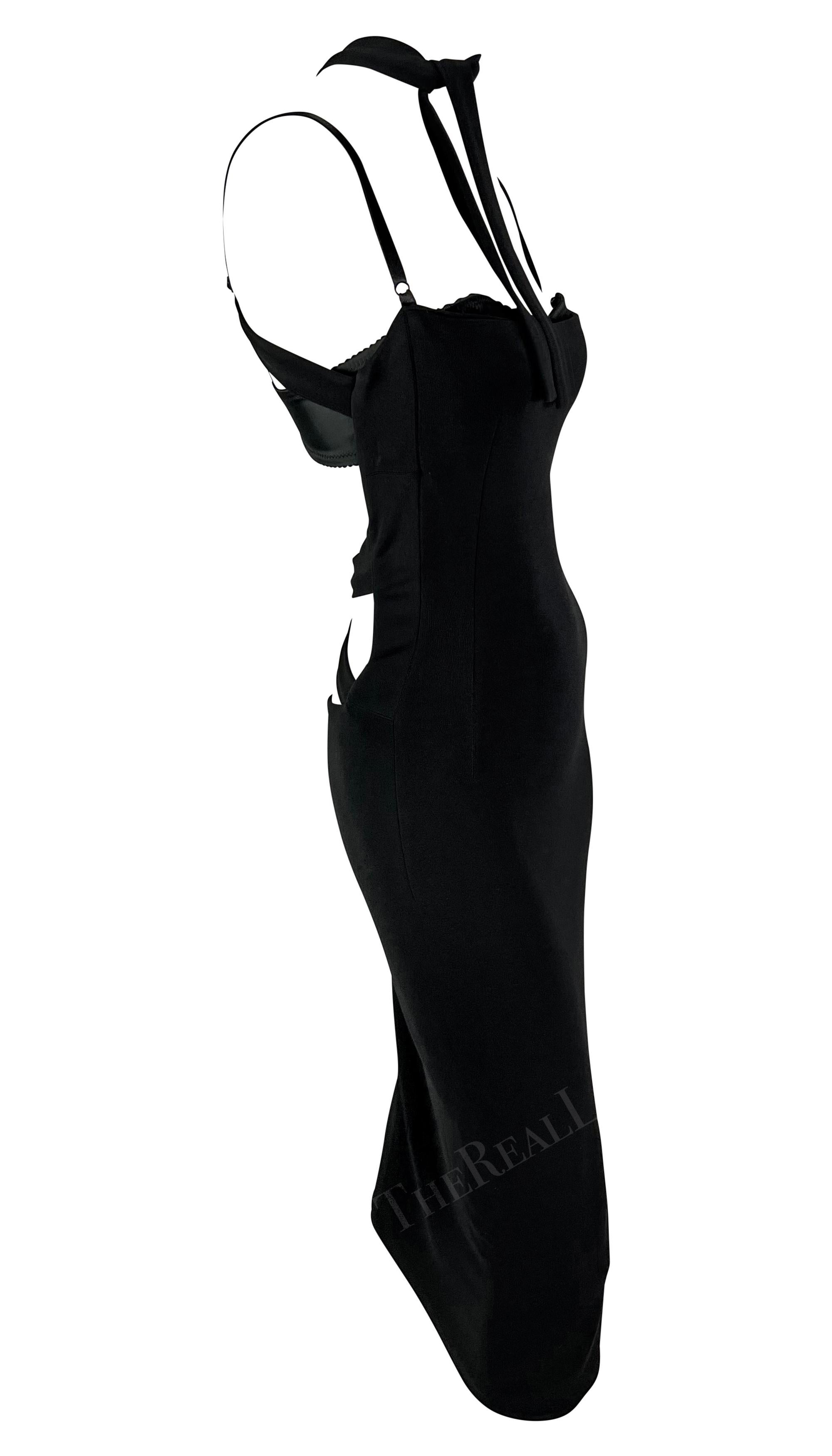 Robe de défilé à bretelles moulante noire sans bretelles Dolce & Gabbana S/S 2001 en vente 1