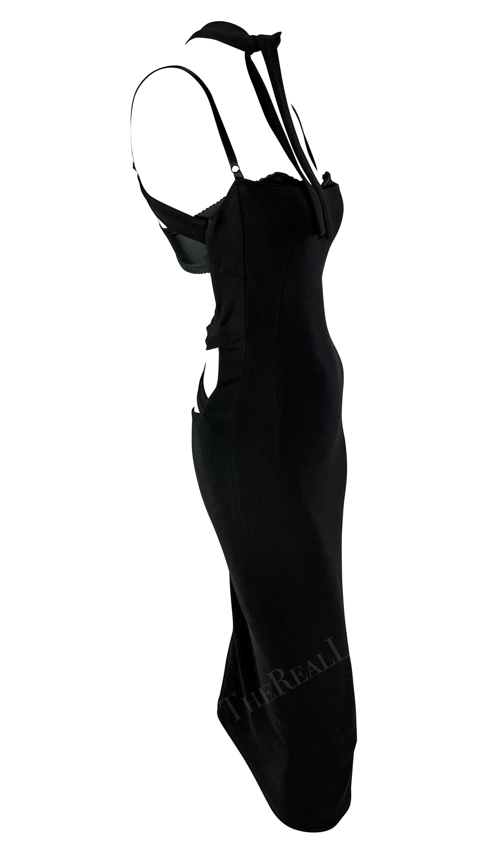 S/S 2001 Dolce & Gabbana Black Bodycon Strap Backless Runway Dress For Sale 3