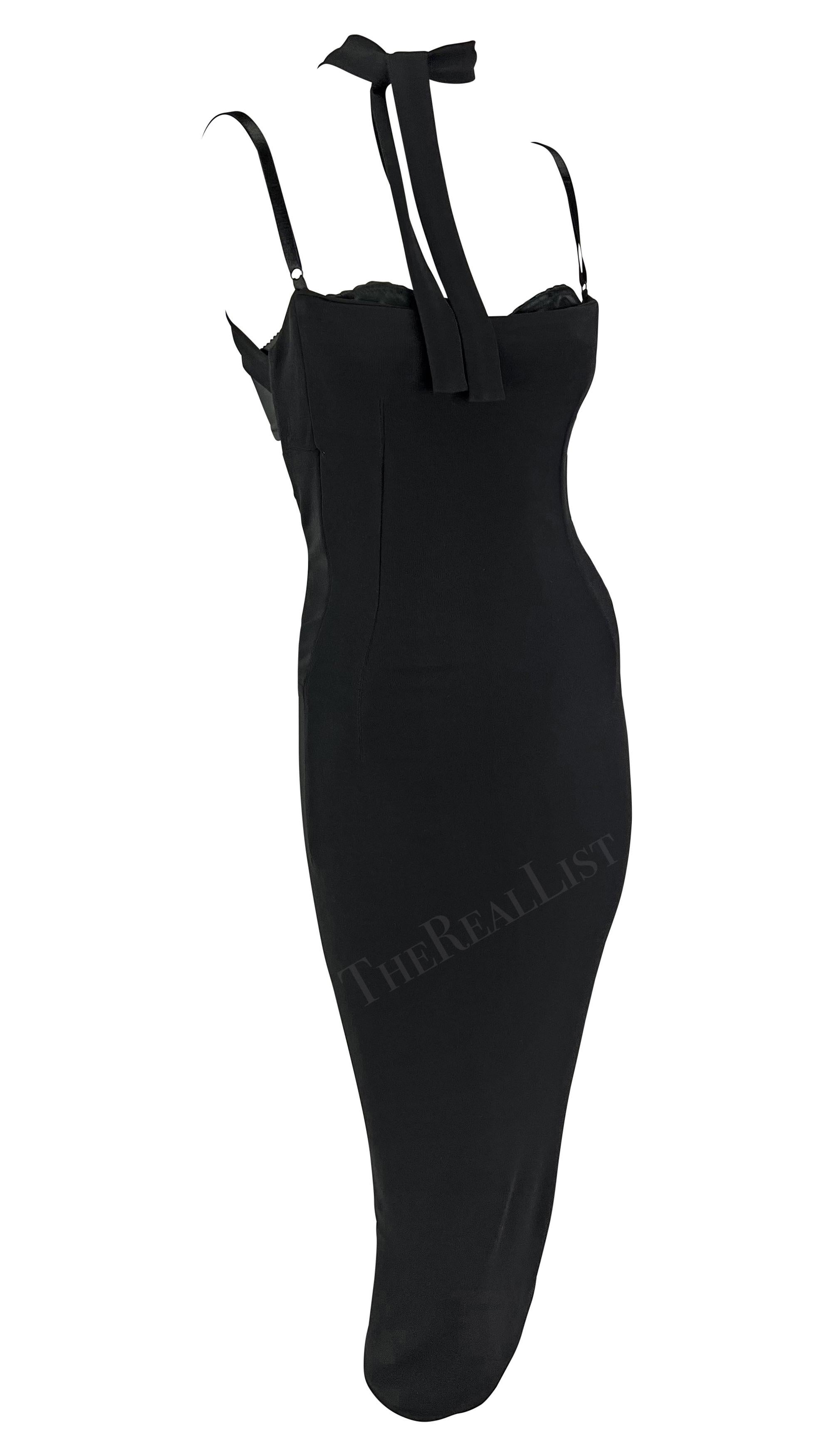 Robe de défilé à bretelles moulante noire sans bretelles Dolce & Gabbana S/S 2001 en vente 3