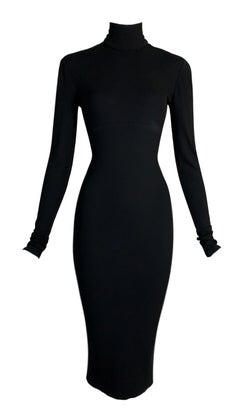 S/S 2001 Dolce & Gabbana Black High Neck Plunging Back Bodycon Dress