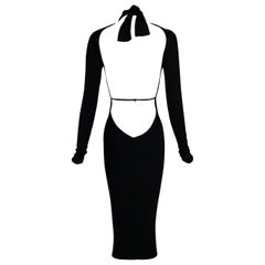 S/S 2001 Dolce & Gabbana Black High Neck Plunging Back Bodycon Dress