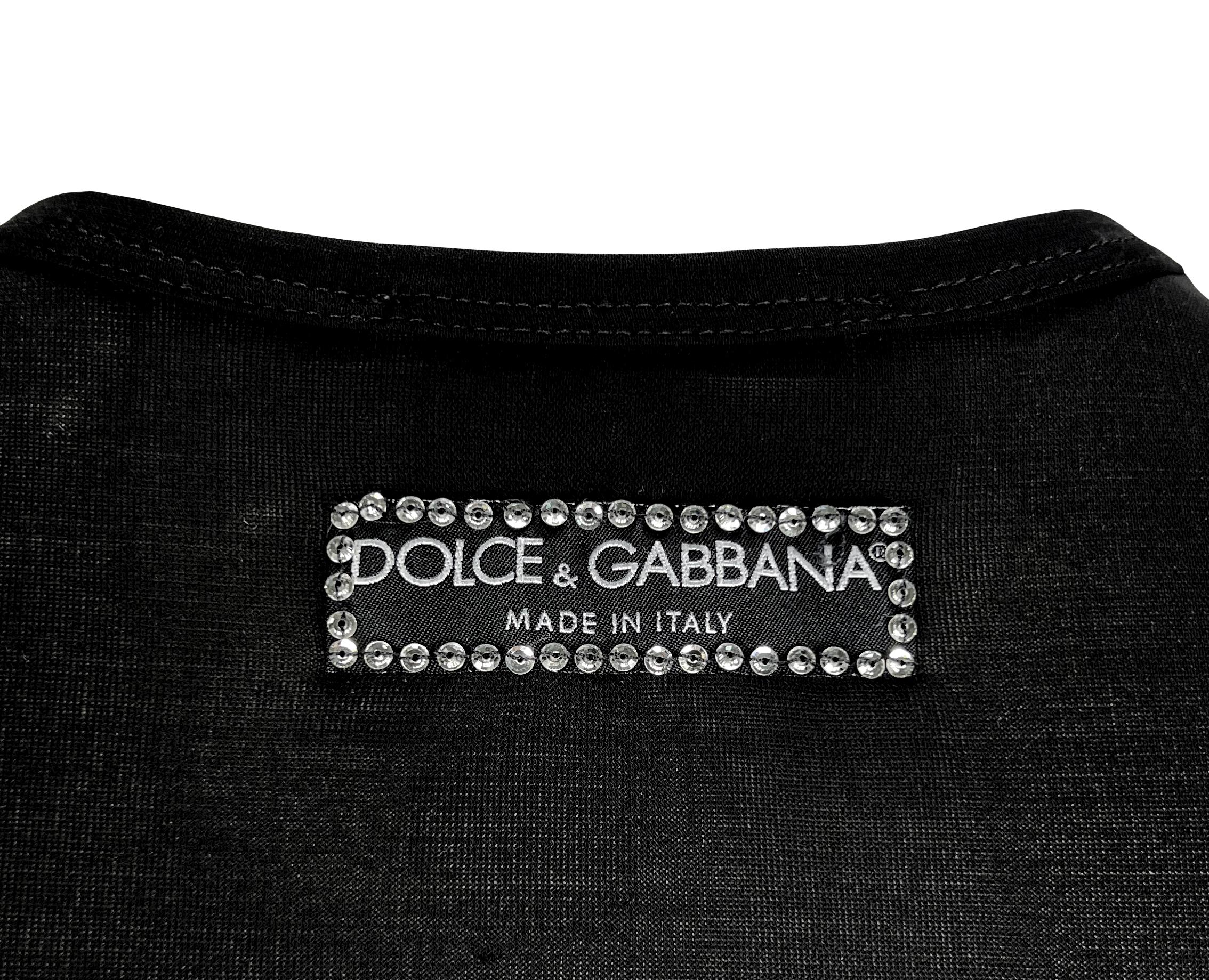 S/S 2001 Dolce & Gabbana 'LIKE A VIRGIN' Rhinestone MET Gala Sheer Black Top For Sale 7
