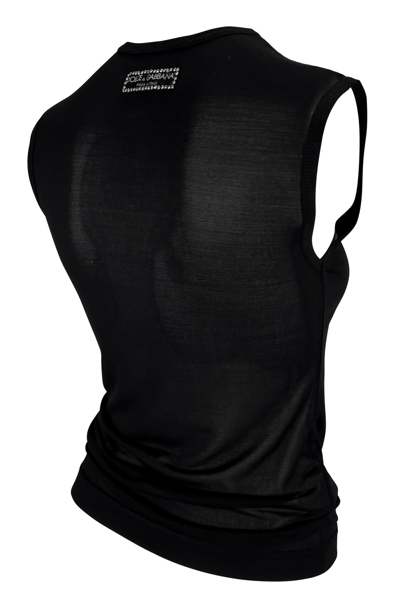 S/S 2001 Dolce & Gabbana 'LIKE A VIRGIN' Rhinestone MET Gala Sheer Black Top For Sale 8