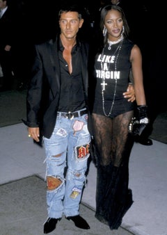 S/S 2001 Dolce & Gabbana 'LIKE A VIRGIN' Rhinestone MET Gala Sheer Black Top