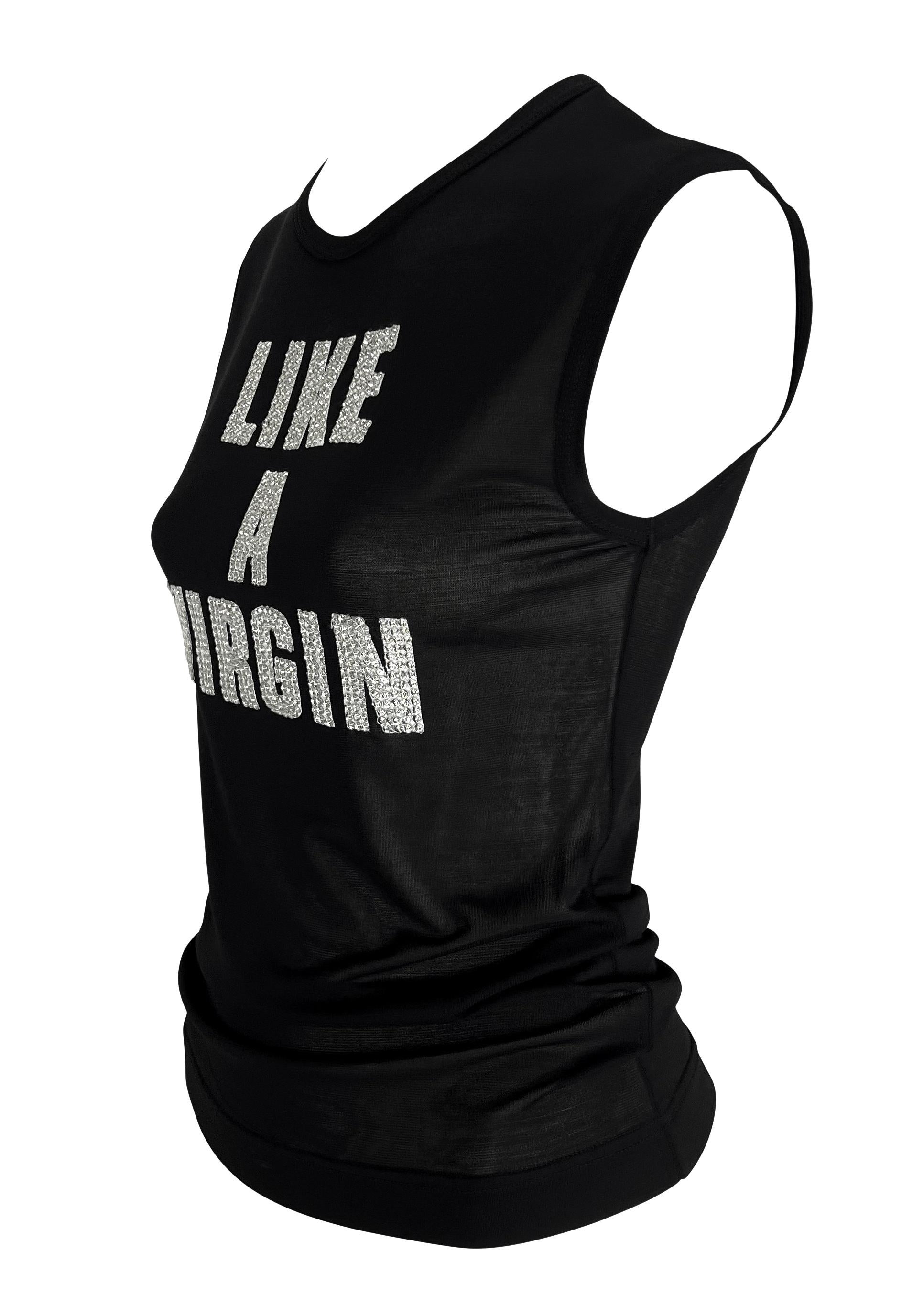 S/S 2001 Dolce & Gabbana 'LIKE A VIRGIN' Rhinestone MET Gala Sheer Black Top For Sale 3