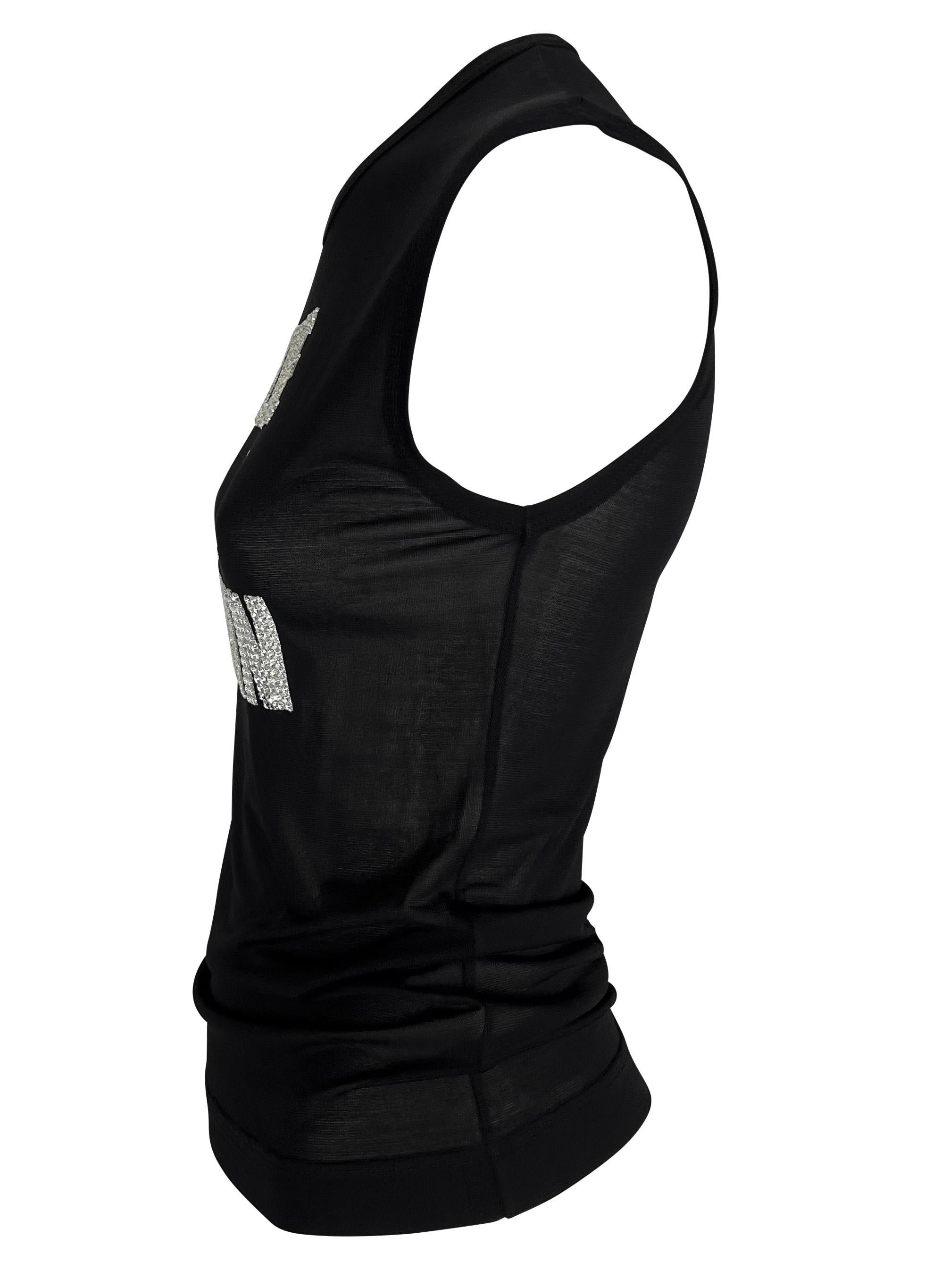 S/S 2001 Dolce & Gabbana 'LIKE A VIRGIN' Rhinestone MET Gala Sheer Black Top For Sale 4