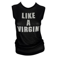 S/S 2001 Dolce & Gabbana 'LIKE A VIRGIN' Rhinestone MET Gala Sheer Black Top