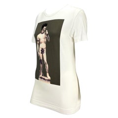 F/W 2001 Dolce & Gabbana Michelangelo David Print Rhinestone Short Sleeve Top