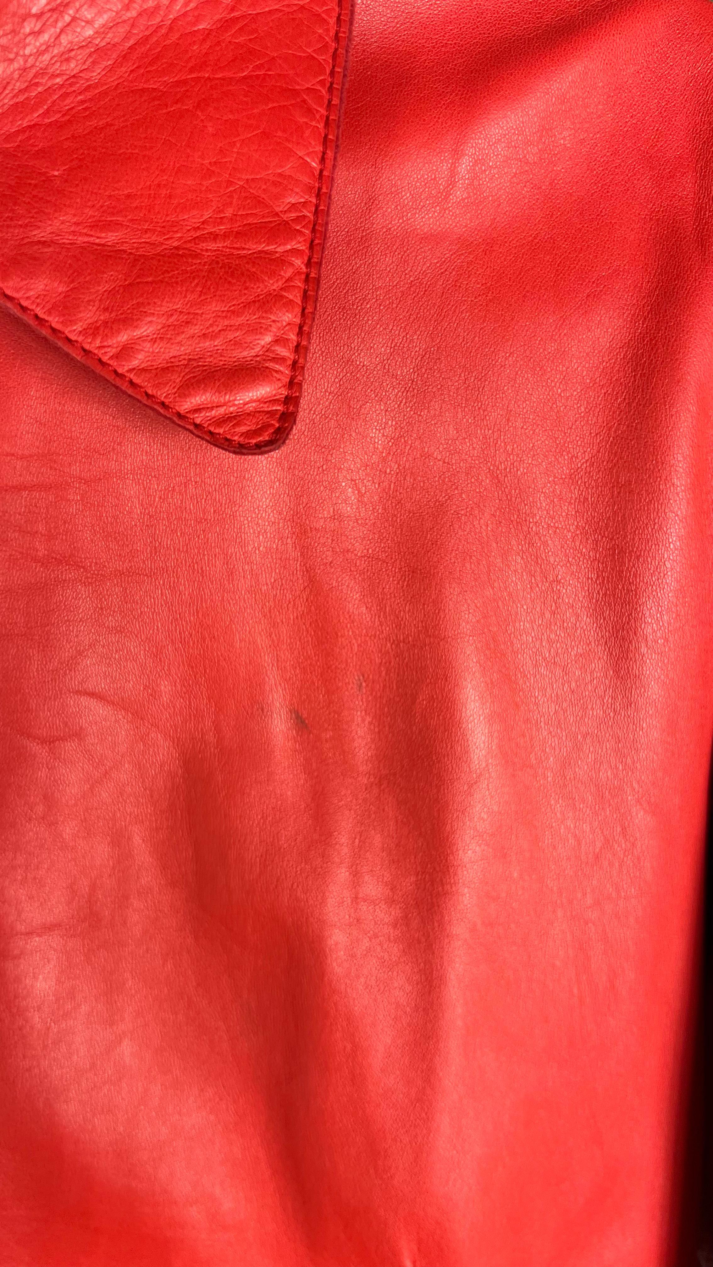 Rosso Giacca in pelle stile moto rossa Dolce & Gabbana P/E 2001 in vendita