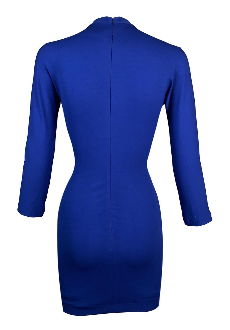 S/S 2001 Dolce and Gabbana Royal Blue Cut-Out Bodycon Mini Dress at 1stDibs