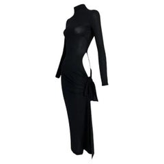 S/S 2001 Dolce & Gabbana Runway Black Bodycon Cut-Out High Slit Dress