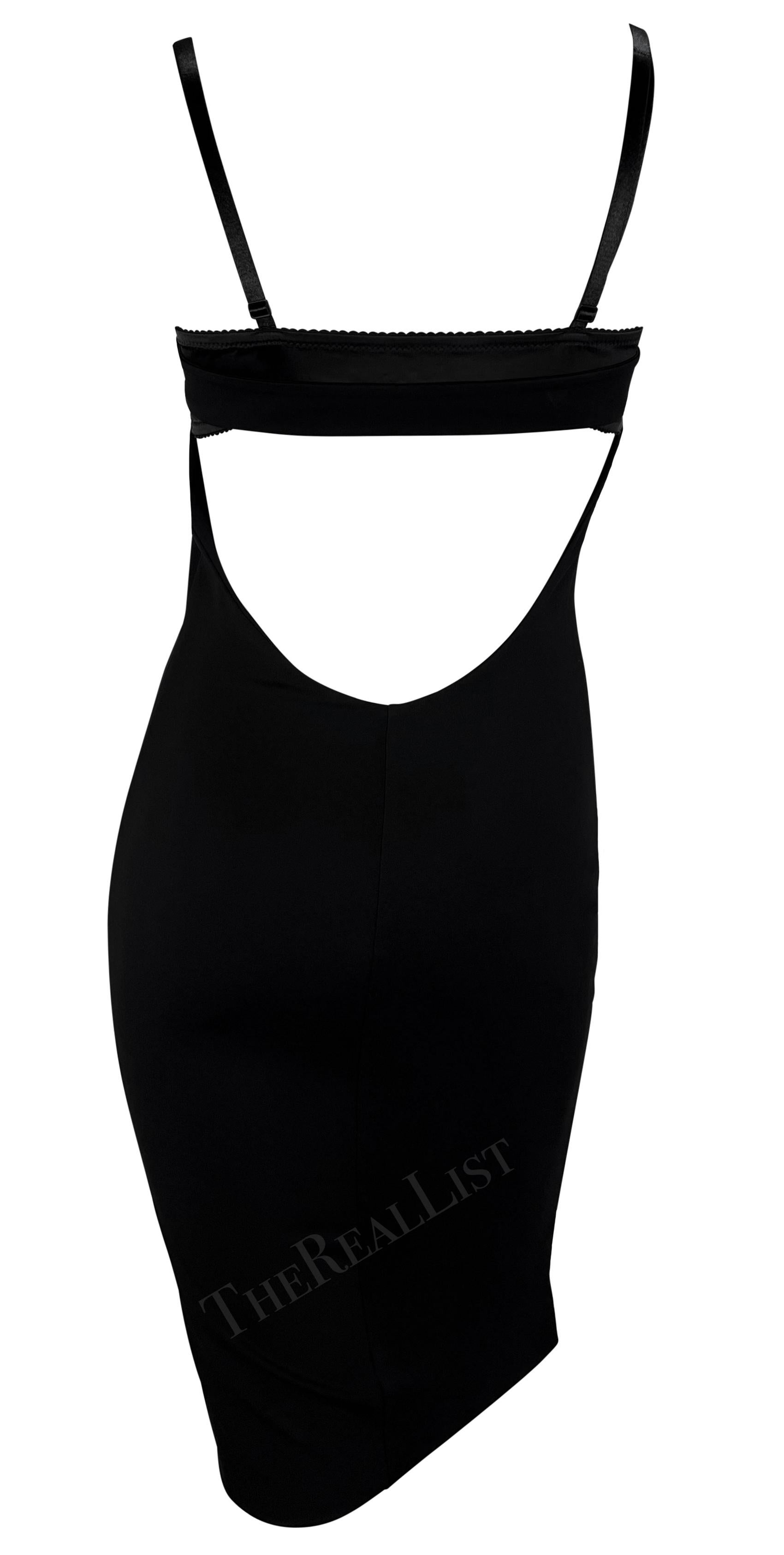 S/S 2001 Dolce & Gabbana Runway Black Bodycon Hook Halter Bralette Dress For Sale 3