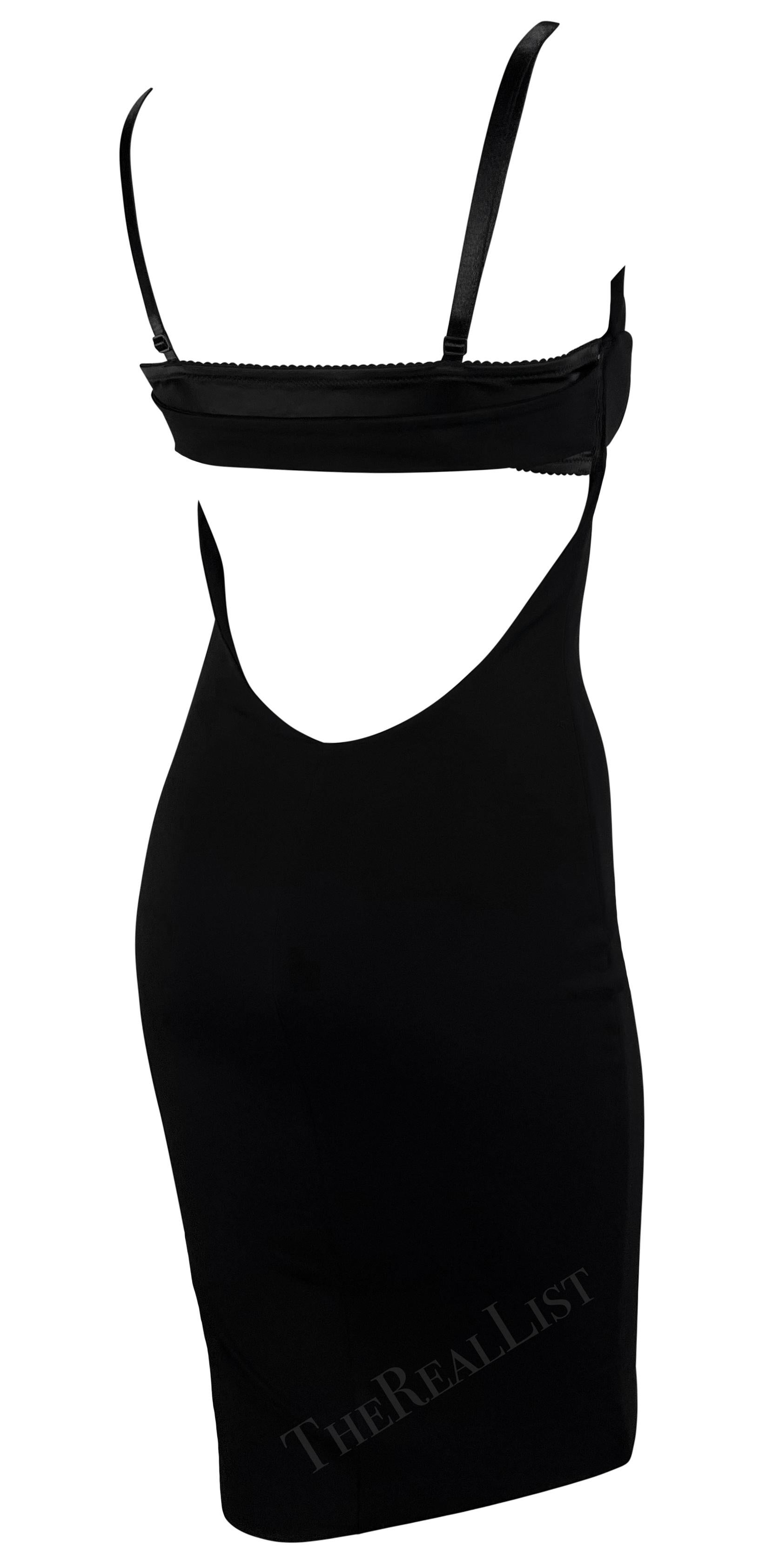 S/S 2001 Dolce & Gabbana Runway Black Bodycon Hook Halter Bralette Dress For Sale 4