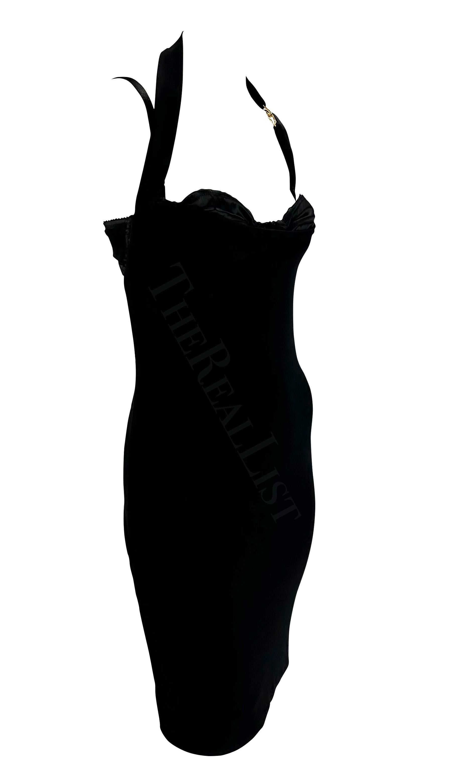 S/S 2001 Dolce & Gabbana Runway Black Bustier Halterneck Dress For Sale 6
