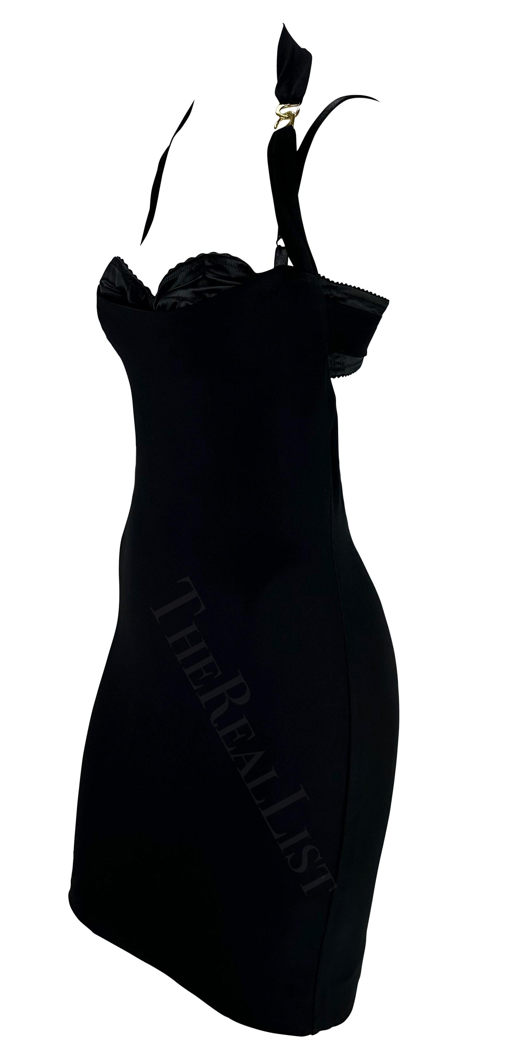 S/S 2001 Dolce & Gabbana Runway Black Bustier Halterneck Dress For Sale 2