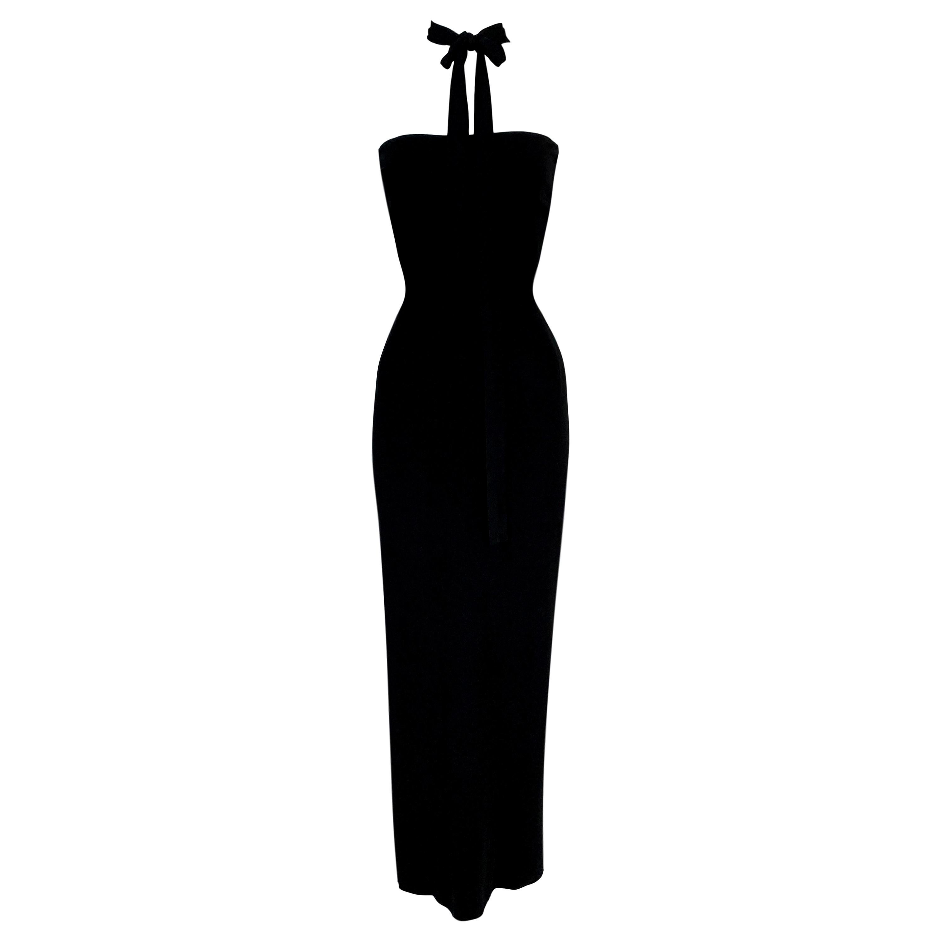 S/S 2001 Dolce & Gabbana Runway Black Neck Tie Convertible Black Dress 40
