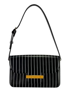 S/S 2001 Dolce & Gabbana Runway Mini bolso de hombro de charol de piel a rayas negro
