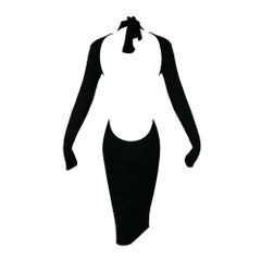 S/S 2001 Dolce & Gabbana Runway Black Plunging Backless Bodycon Dress 40