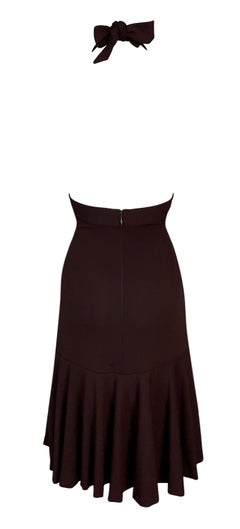 S/S 2001 Dolce & Gabbana Runway Brown Neck Tie Mini Dress