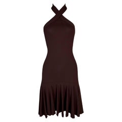 S/S 2001 Dolce & Gabbana Runway Brown Neck Tie Mini Dress
