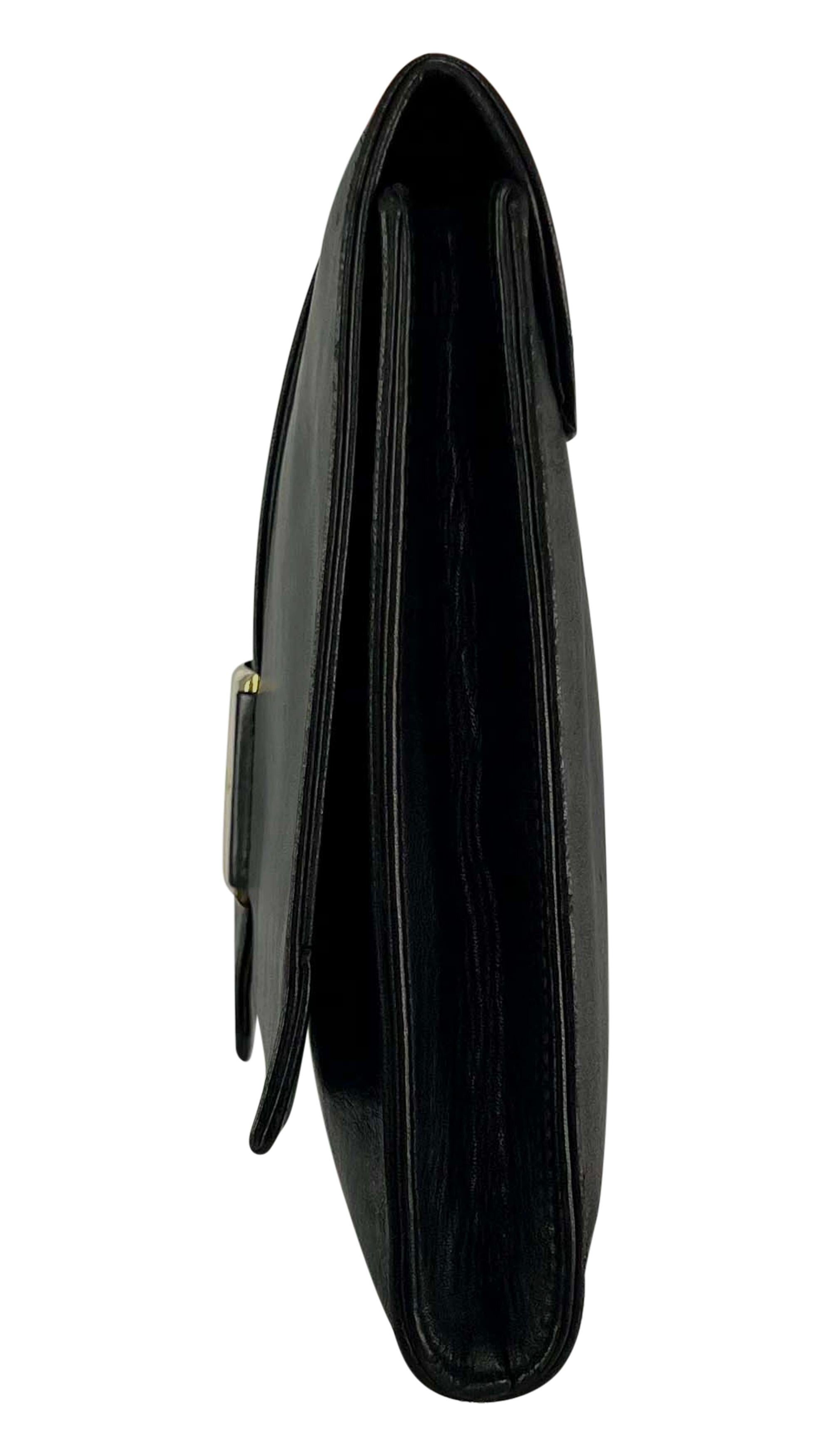 S/S 2001 Dolce & Gabbana Runway Oversized Black Leather Envelope Clutch Bag For Sale 3