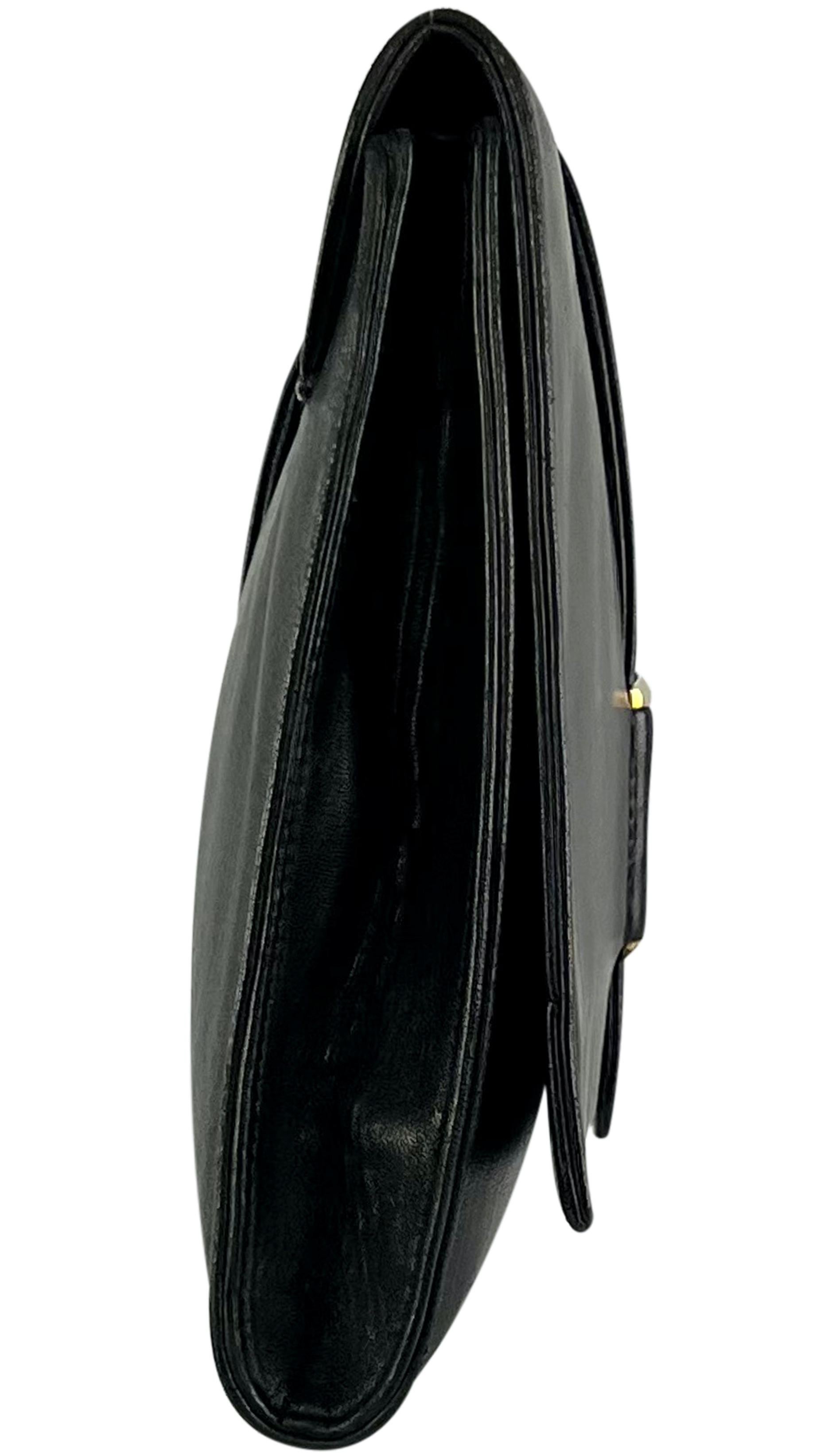 S/S 2001 Dolce & Gabbana Runway Oversized Black Leather Envelope Clutch Bag For Sale 5