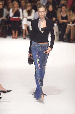 S/S 2001 Dolce & Gabbana runway safety pin punk jeans with broches
