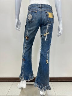 S/S 2001 Dolce & Gabbana safety pin punk jeans with broches