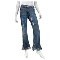 S/S 2001 Dolce & Gabbana safety pin punk jeans with broches