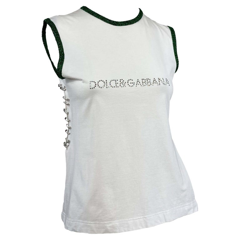 Dolce & Gabbana Green Aluminum Sleeveless Halter Cropped Tank Top main image 1