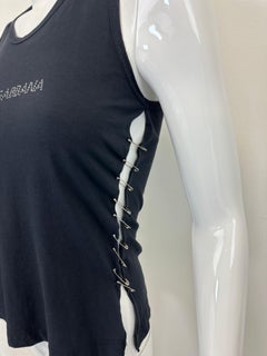 S/S 2001 Dolce & Gabbana Safety Pin Rhinestone Swarovski Logo Tank Top