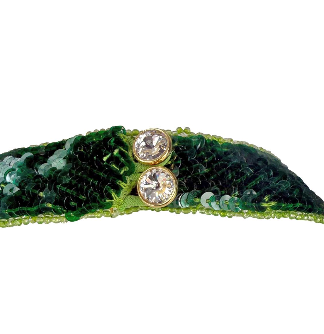 S/S 2001 Escada Floral Green Sequin Backless Halter Dress For Sale 1