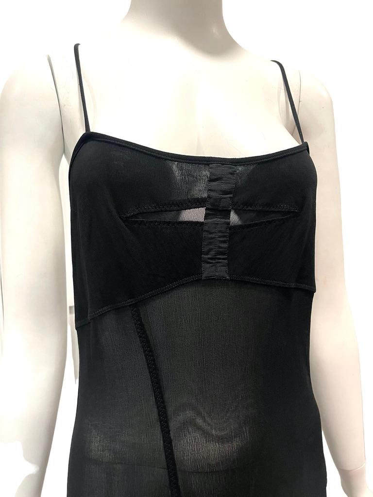 Black S/S 2001 Gaultier Sheer Slip Dress 1920s style For Sale