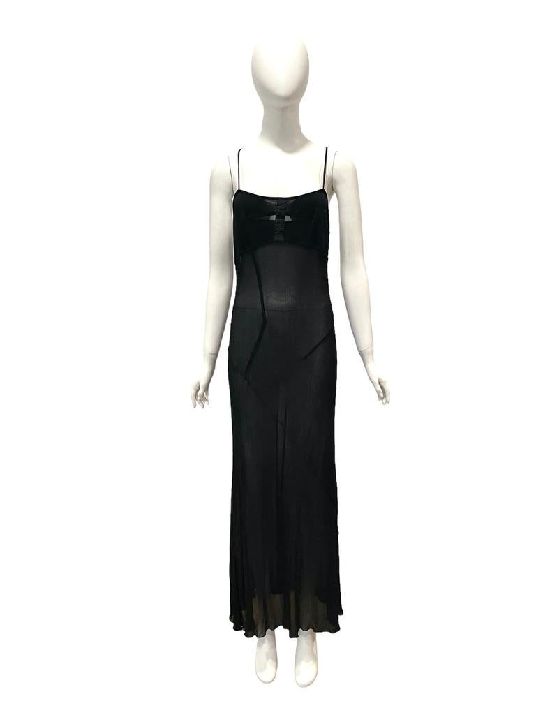 S/S 2001 Gaultier Sheer Slip Dress 1920s style In Excellent Condition For Sale In Austin, TX