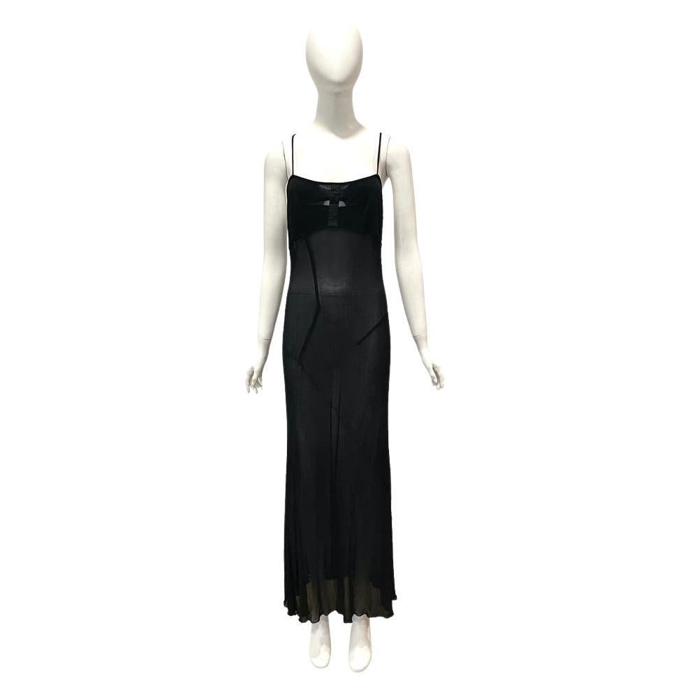 S/S 2001 Gaultier Sheer Slip Dress 1920s style For Sale