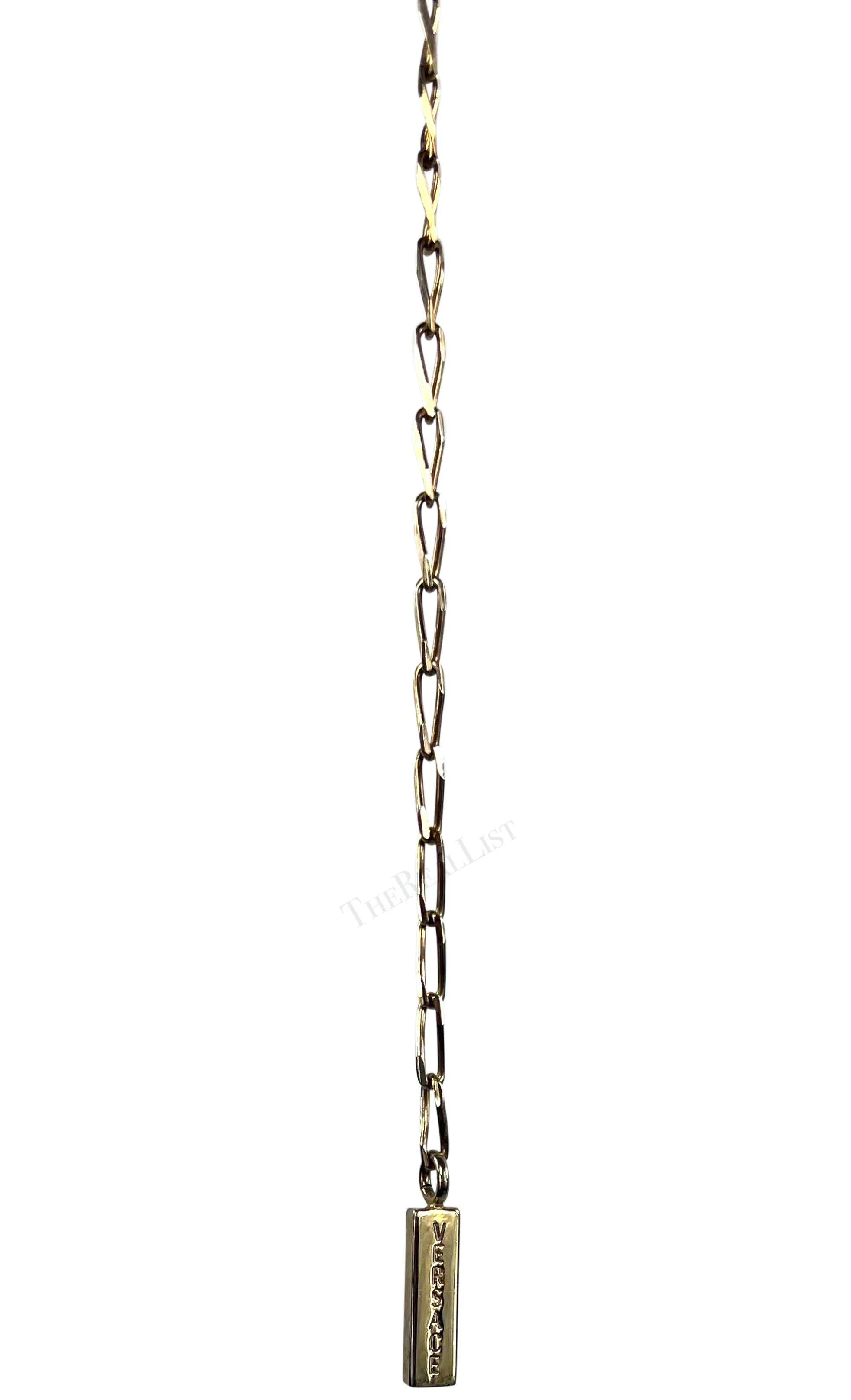 S/S 2001 Gianni Versace by Donatella Baroque Print Black Belt Gold Chain (ceinture noire à imprimé baroque et chaîne en or) Excellent état - En vente à West Hollywood, CA
