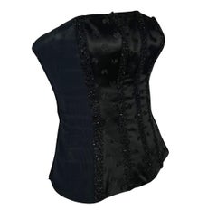 S/S 2001 Gianni Versace by Donatella Black Beaded Panel Bustier Corset Top