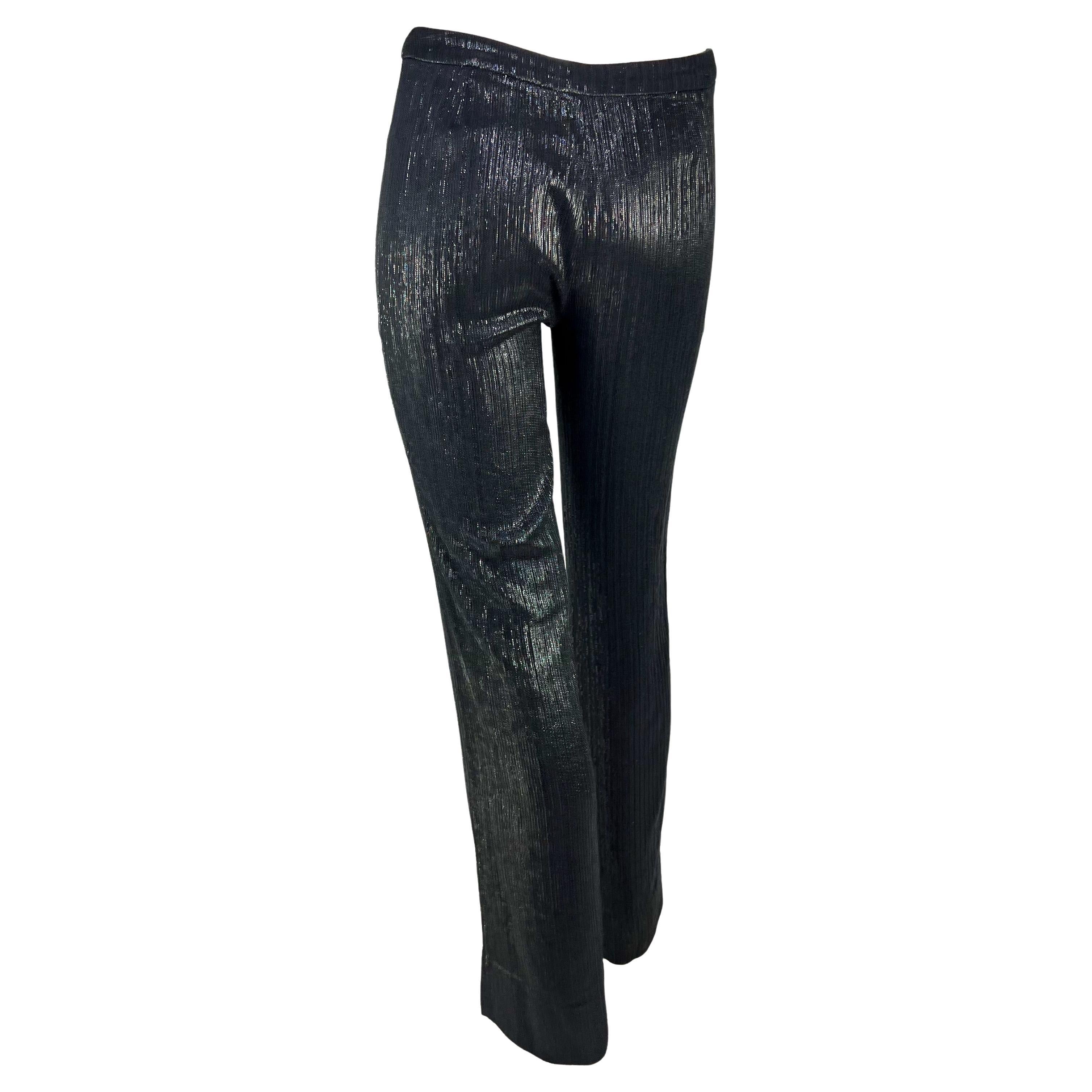 Pantaloni in lurex grigio-argento metallizzato P/E 2001 Donatella Versace for Gianni Versace In condizioni buone a West Hollywood, CA