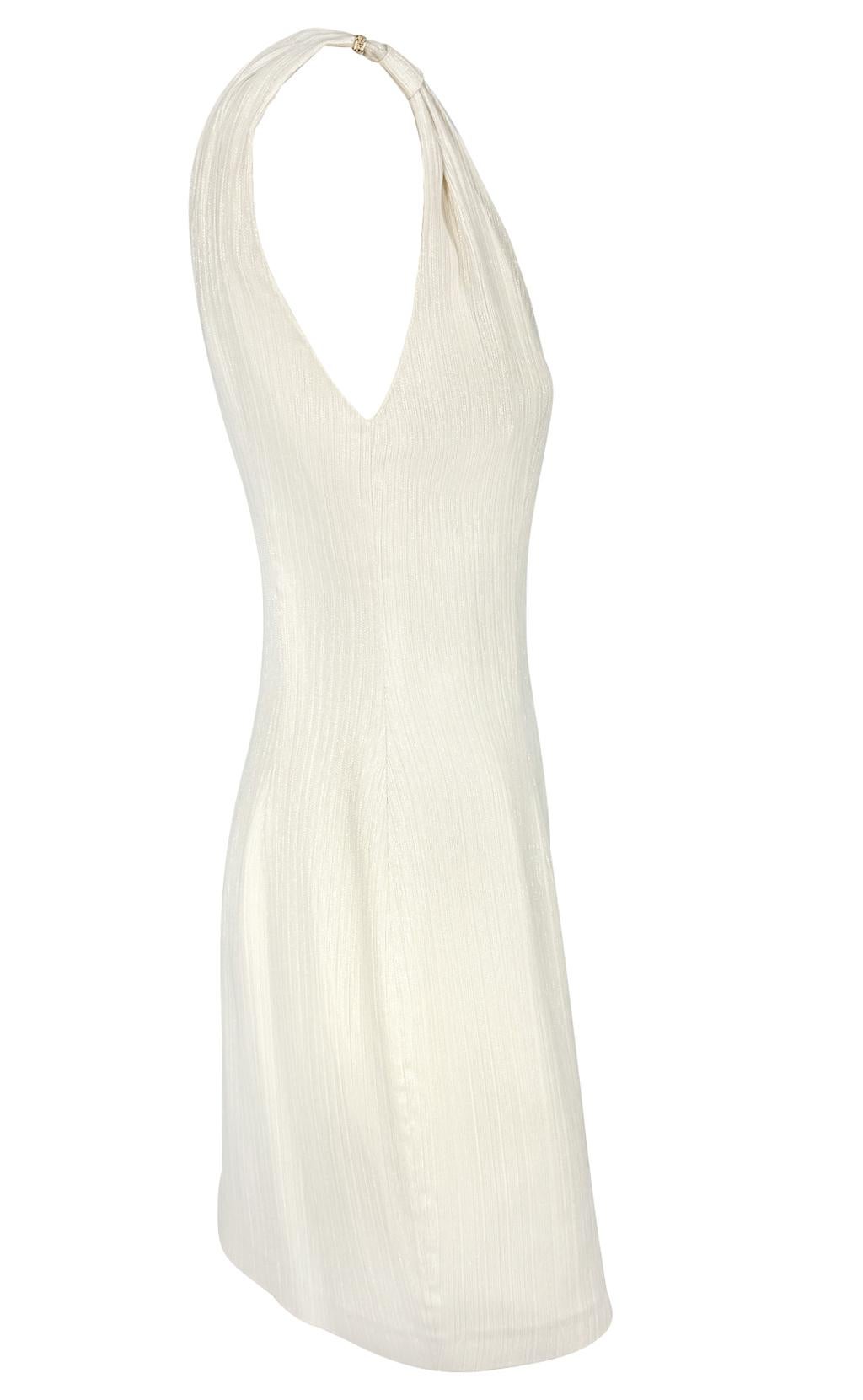 S/S 2001 Gianni Versace by Donatella Off-White Mini vestido brillante en venta 1