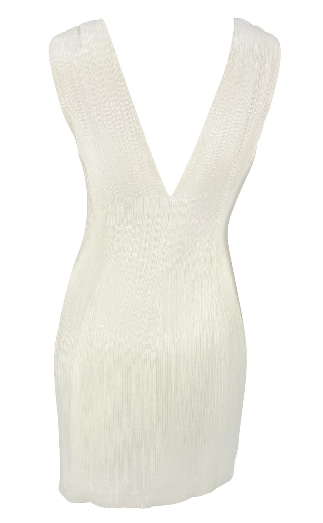 S/S 2001 Gianni Versace by Donatella Off-White Mini vestido brillante en venta 2