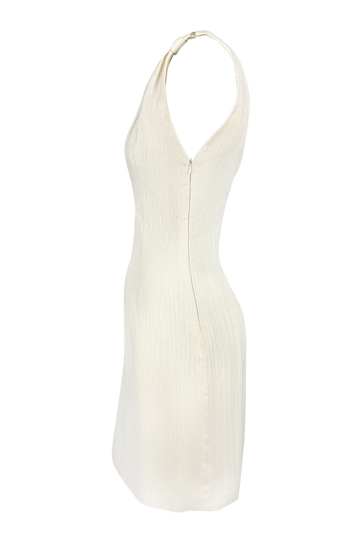 S/S 2001 Gianni Versace by Donatella Off-White Mini vestido brillante en venta 3