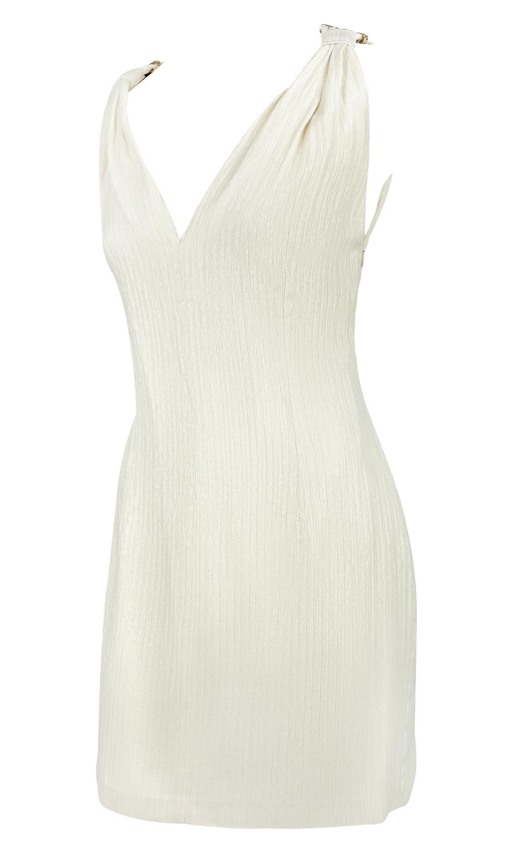 S/S 2001 Gianni Versace by Donatella Off-White Mini vestido brillante en venta 4