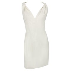 S/S 2001 Gianni Versace by Donatella Off-White Shimmery Mini Dress