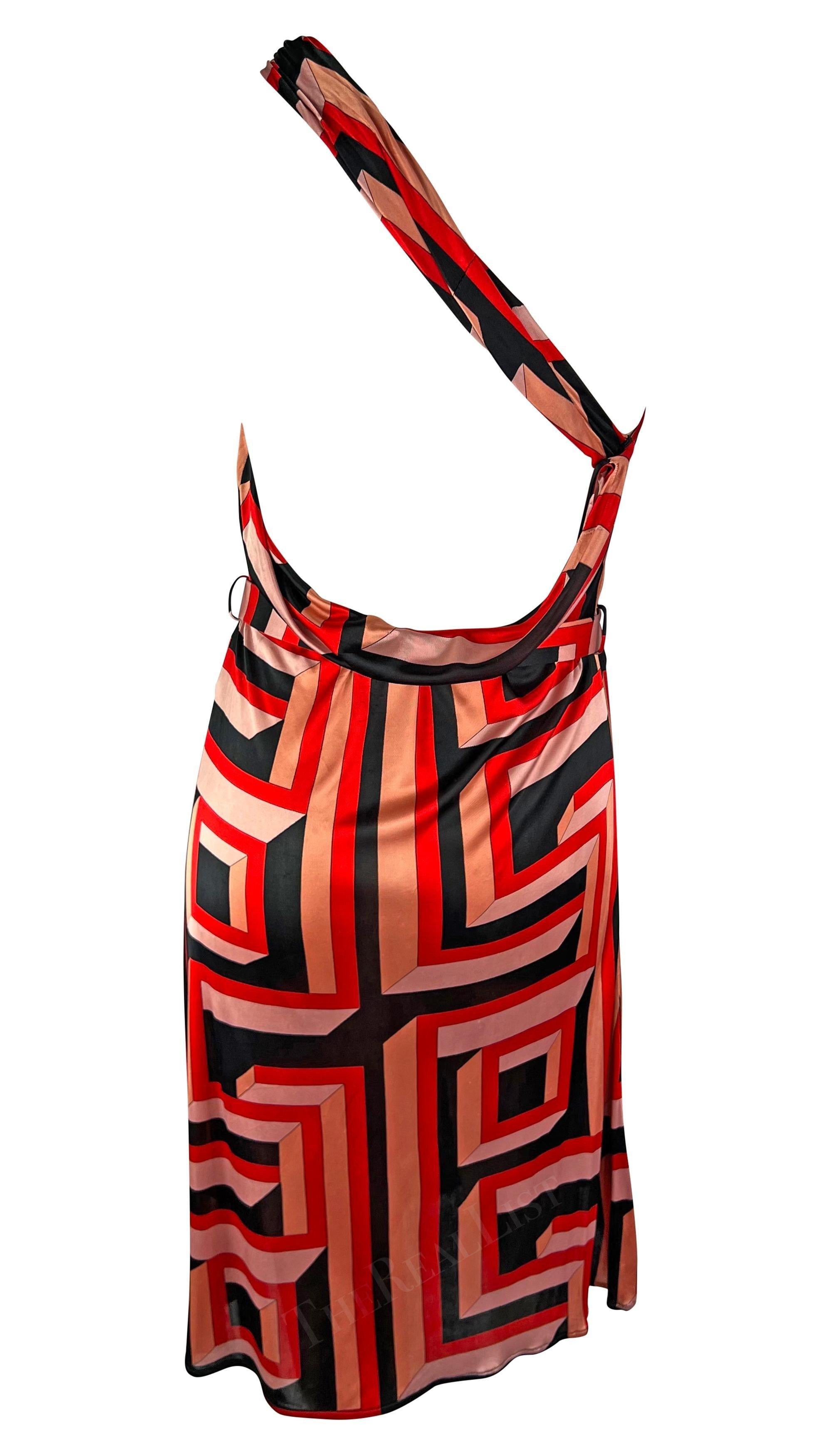 S/S 2001 Gianni Versace by Donatella Versace minivestido rosa con cinturón y llave griega en venta 1